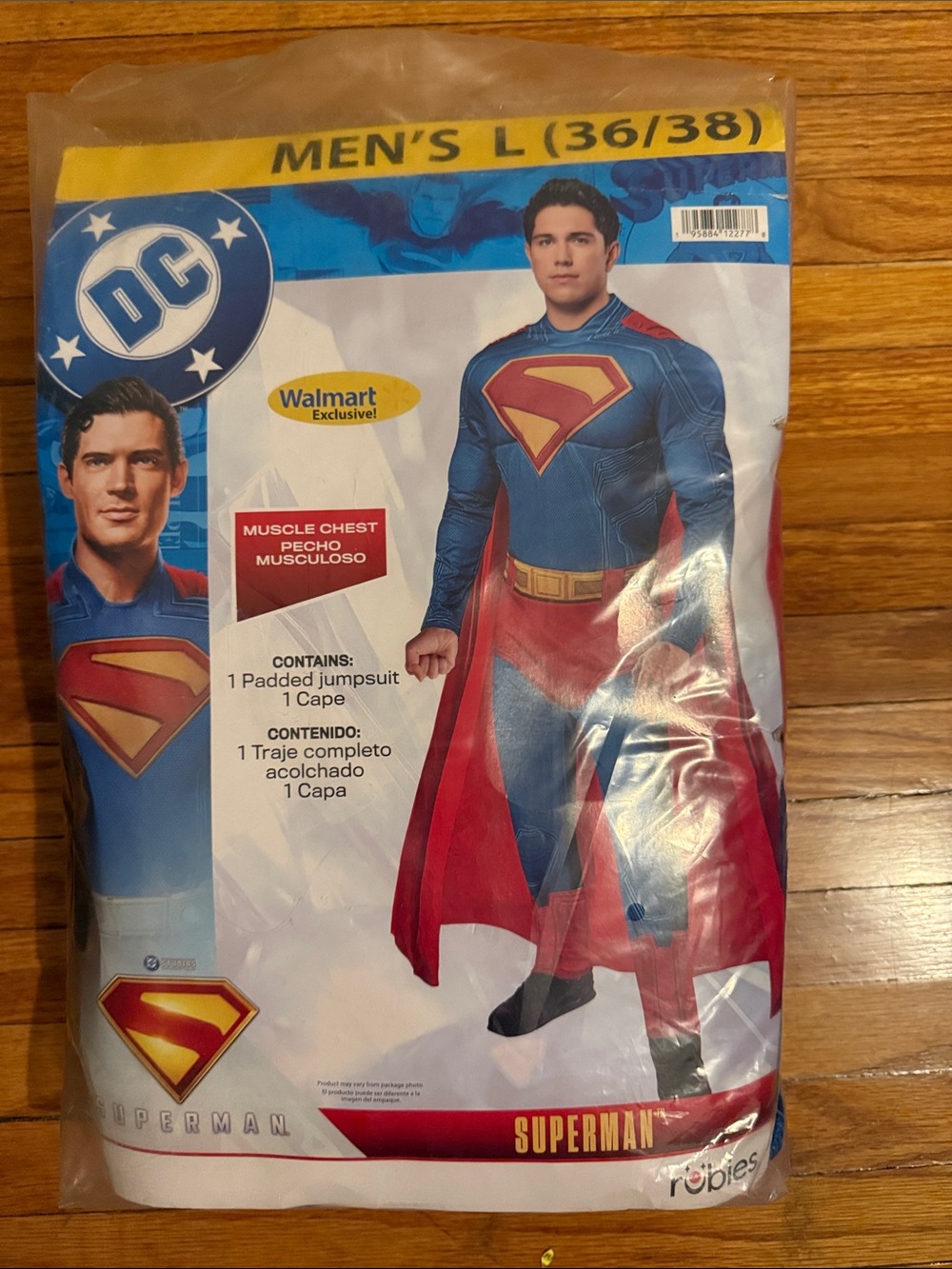 DC Superman Halloween Costume - Blue and Red Padded Jumpsuit with Cape